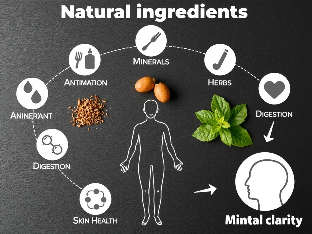 Graphique expliquant les bienfaits des ingrédients naturels pour le corps humain
