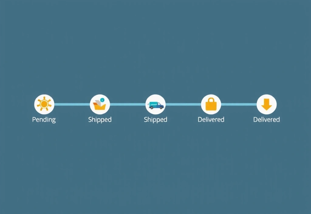 Graphique illustrant l'historique des commandes avec des icônes de livraison